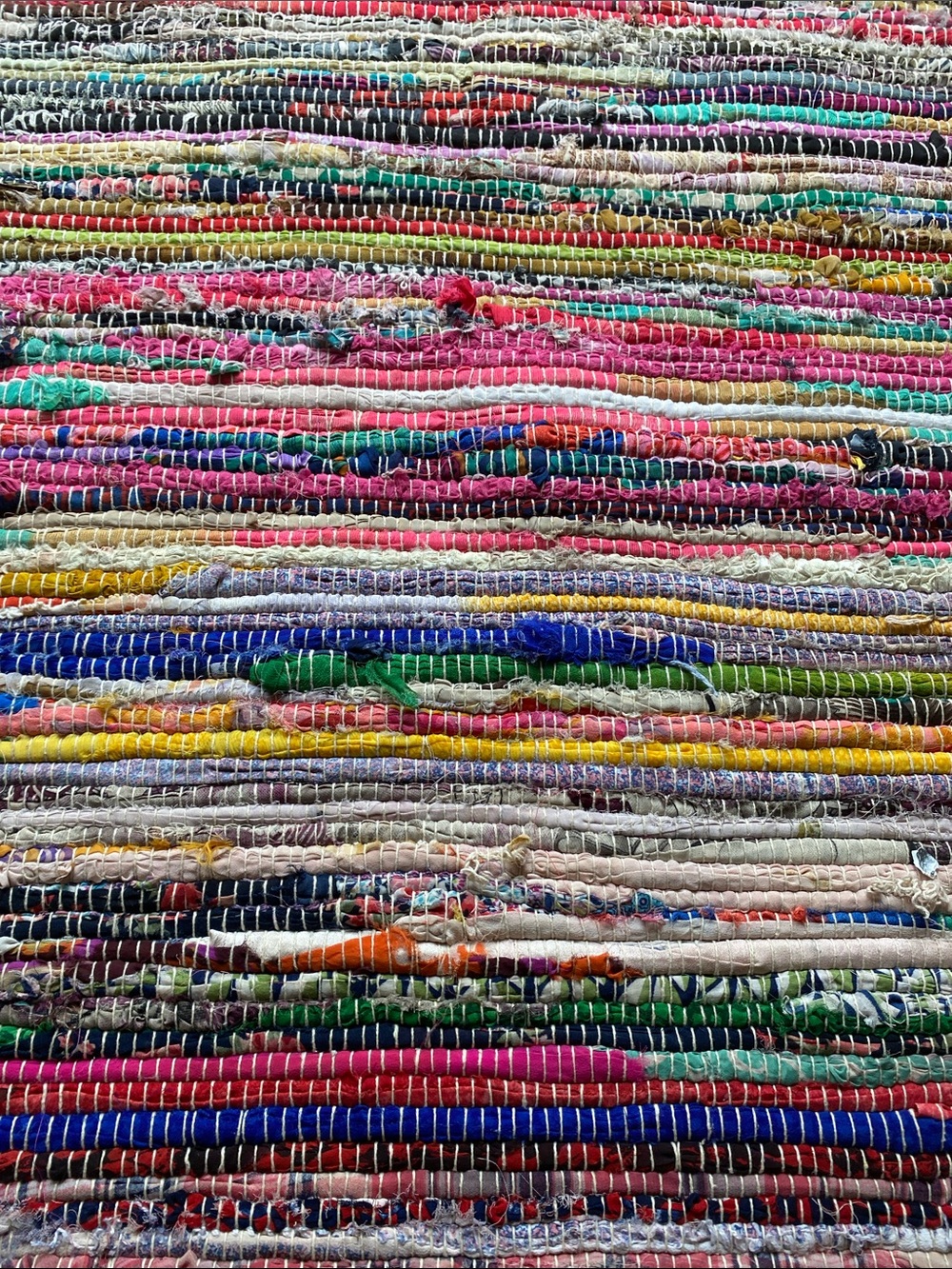 Handwoven Multicolor Rag Rug - Vibrant Stripes - Picture 4 of 5